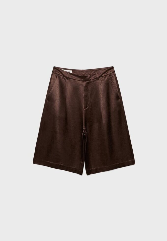 Satin Bermuda Shorts with Darts Satin Bermuda Shorts with Darts