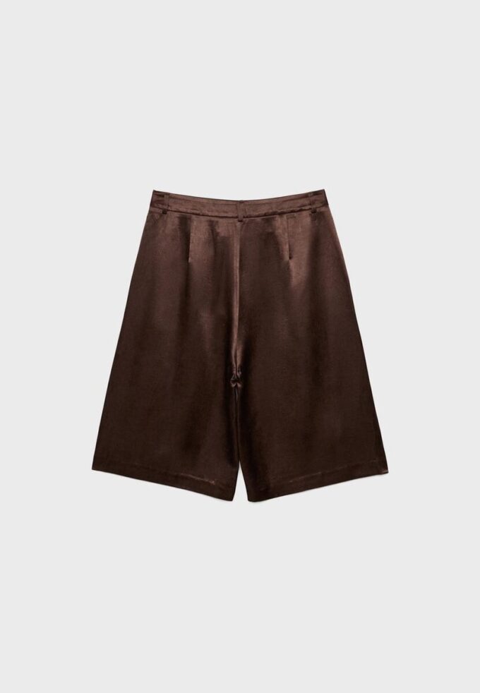 Satin Bermuda Shorts with Darts Satin Bermuda Shorts with Darts