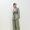 Satin Darted Trousers with Chain Belt