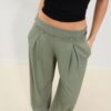 Satin Darted Trousers with Chain Belt