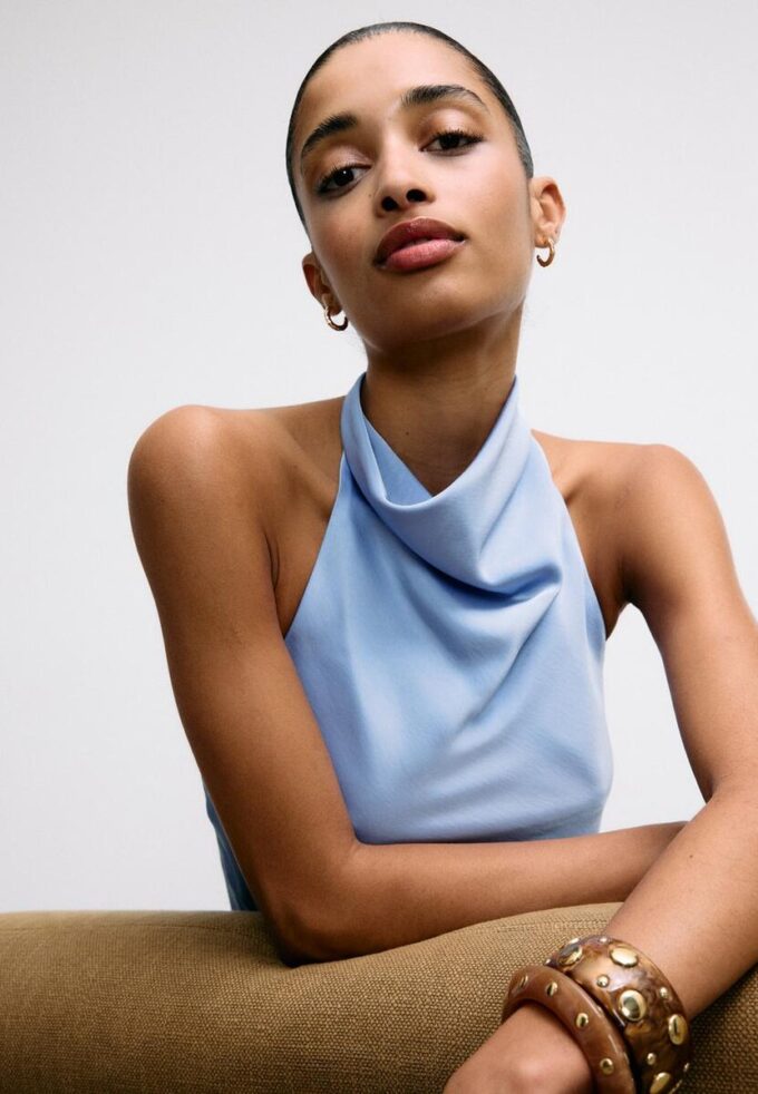 Satin Effect Halter Top
