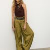 Satin Sarouel Trousers with Belt