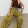 Satin Sarouel Trousers with Belt