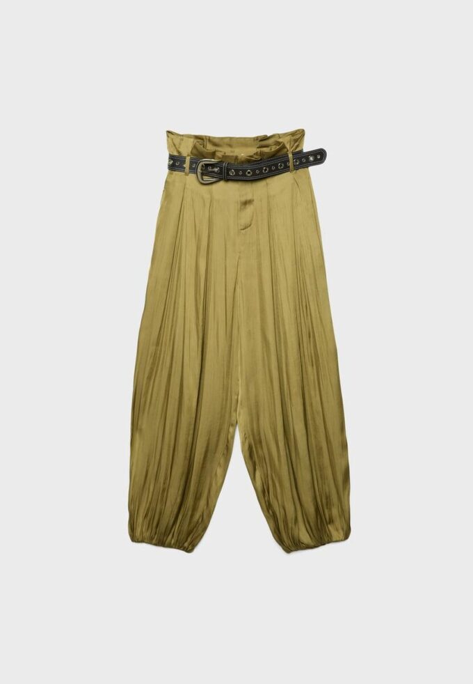 Satin Sarouel Trousers with Belt