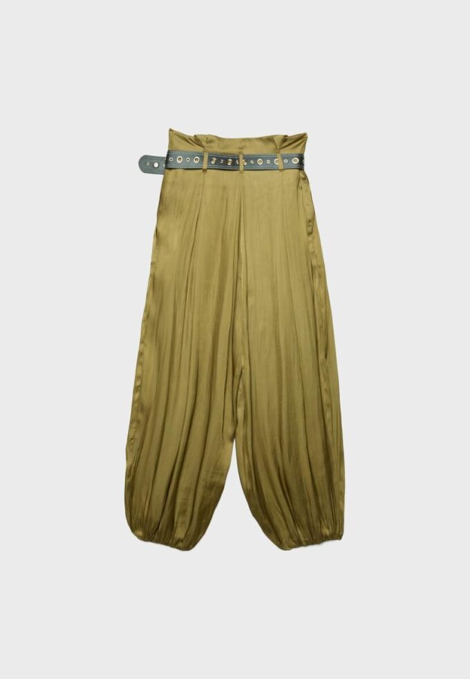 Satin Sarouel Trousers with Belt