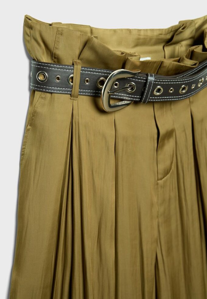 Satin Sarouel Trousers with Belt
