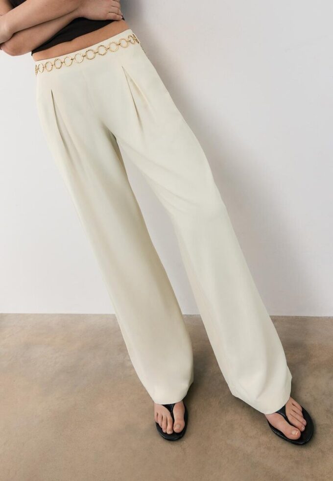 Satin Trousers with Chain Detail