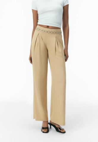 Satin Trousers with Chain Detail
