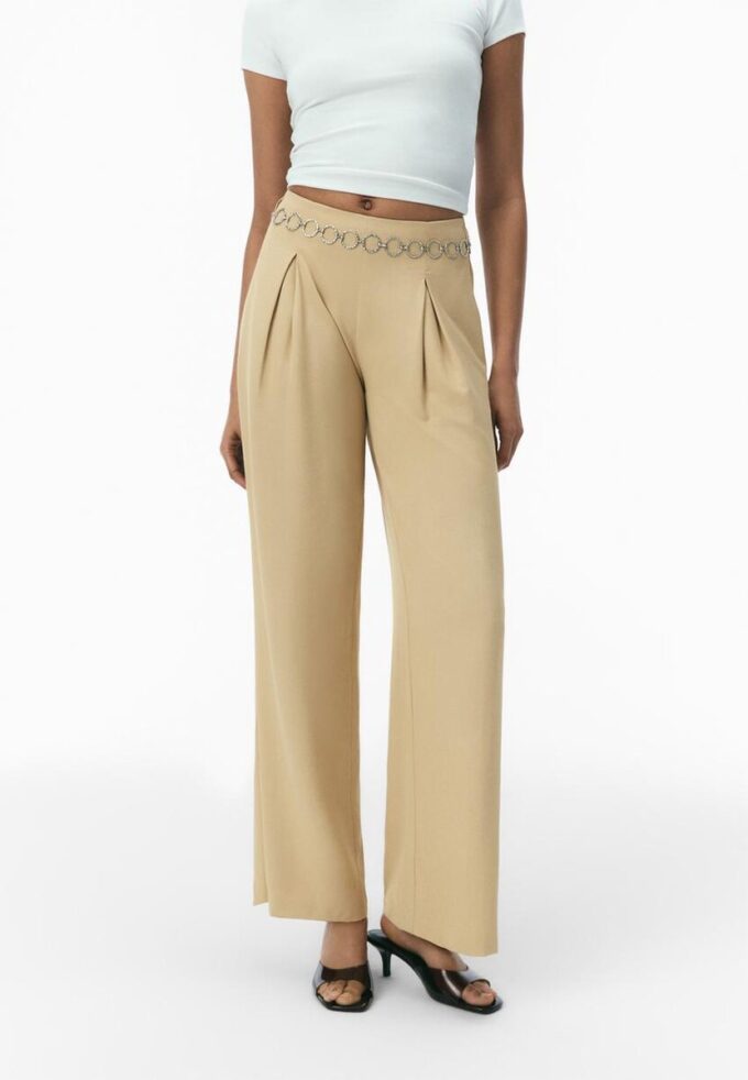 Satin Trousers with Chain Detail