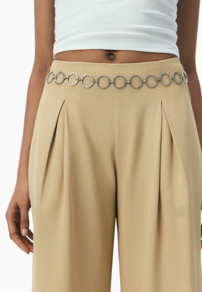 Satin Trousers with Chain Detail