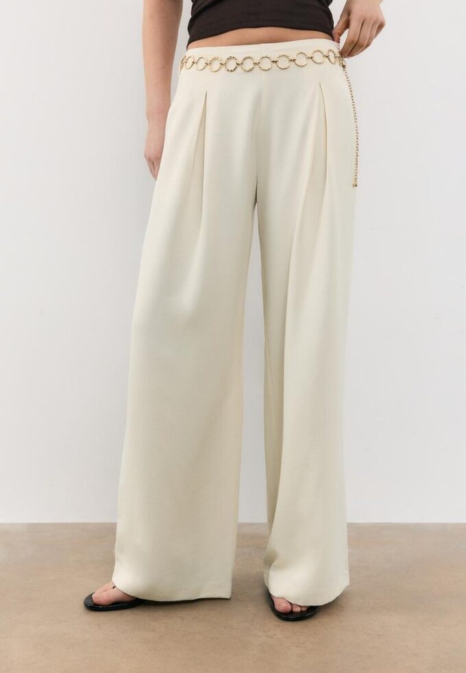Satin Trousers with Chain Detail