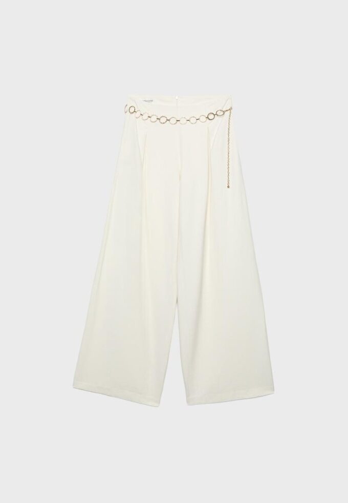 Satin Trousers with Chain Detail