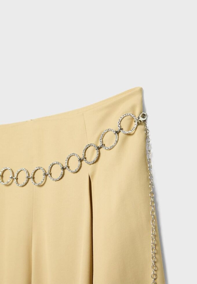 Satin Trousers with Chain Detail