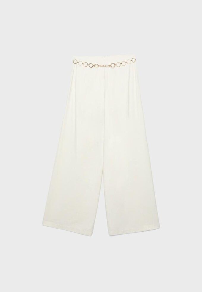 Satin Trousers with Chain Detail