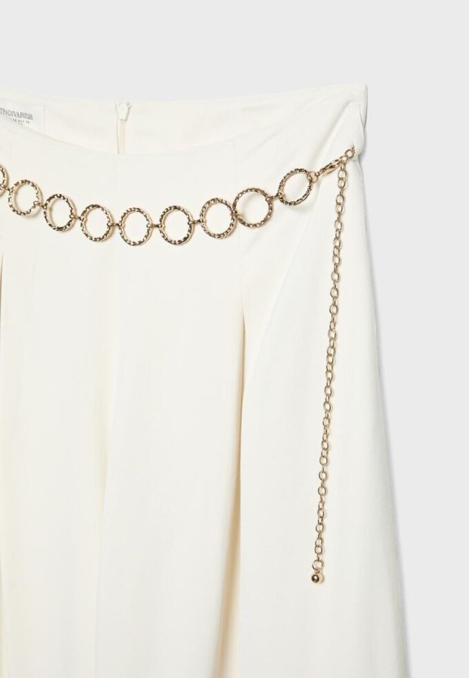 Satin Trousers with Chain Detail