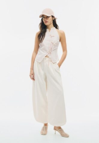 Semi-Crinkled Knot Qipao Halter Top