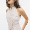 Semi-Crinkled Knot Qipao Halter Top