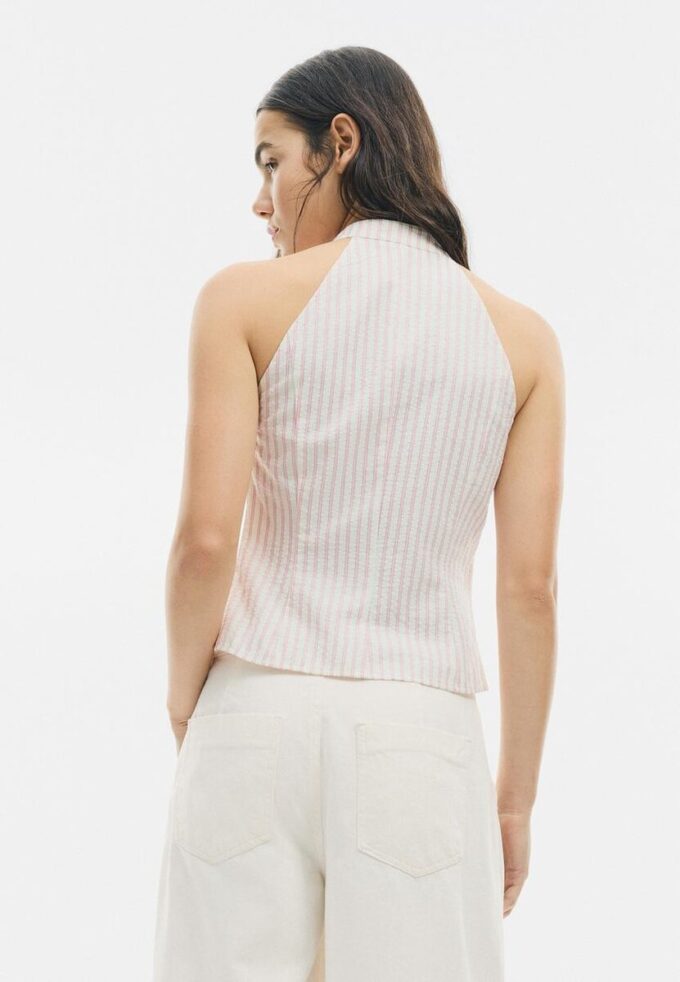 Semi-Crinkled Knot Qipao Halter Top