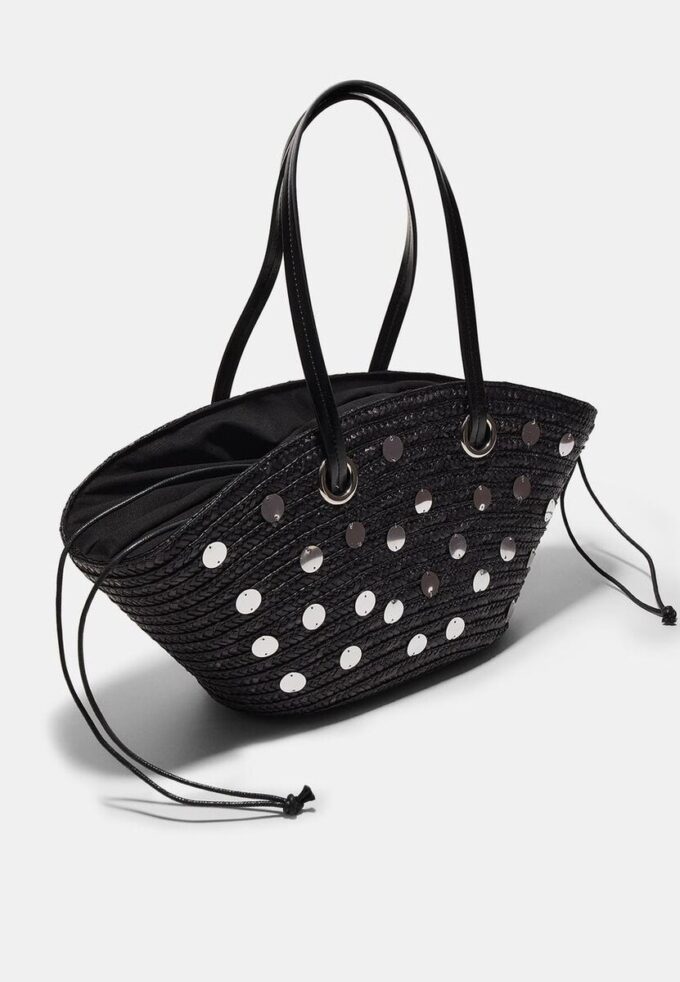 Sequinned Basket Shoulder Bag