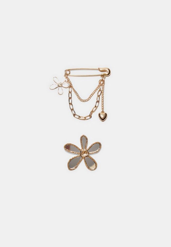 Set of 2 Crystal Effect Flower Pins