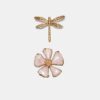 Set of 2 Dragonfly and Flower Brooches