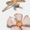Set of 2 Dragonfly and Flower Brooches