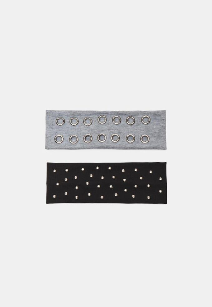 Set of 2 Fur Headbands with Studs