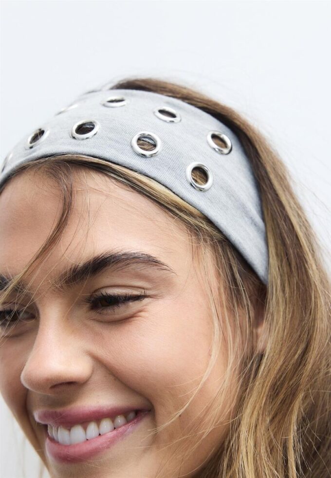 Set of 2 Fur Headbands with Studs