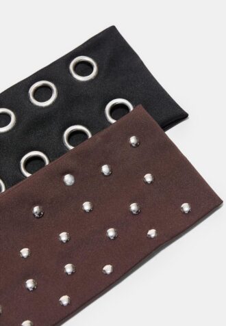 Set of 2 Fur Headbands with Studs
