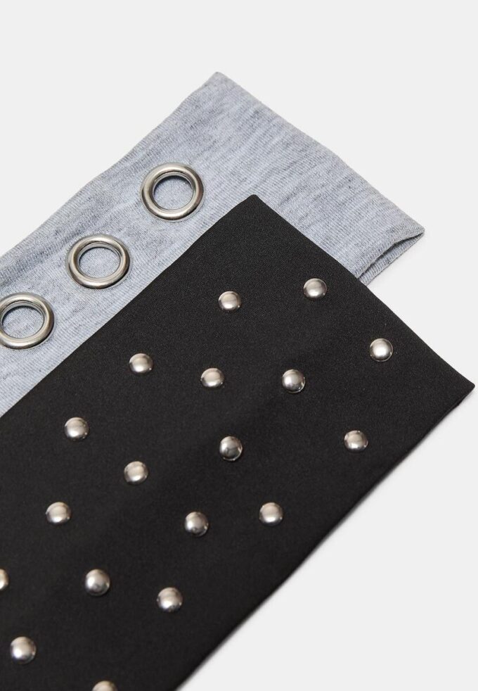 Set of 2 Fur Headbands with Studs