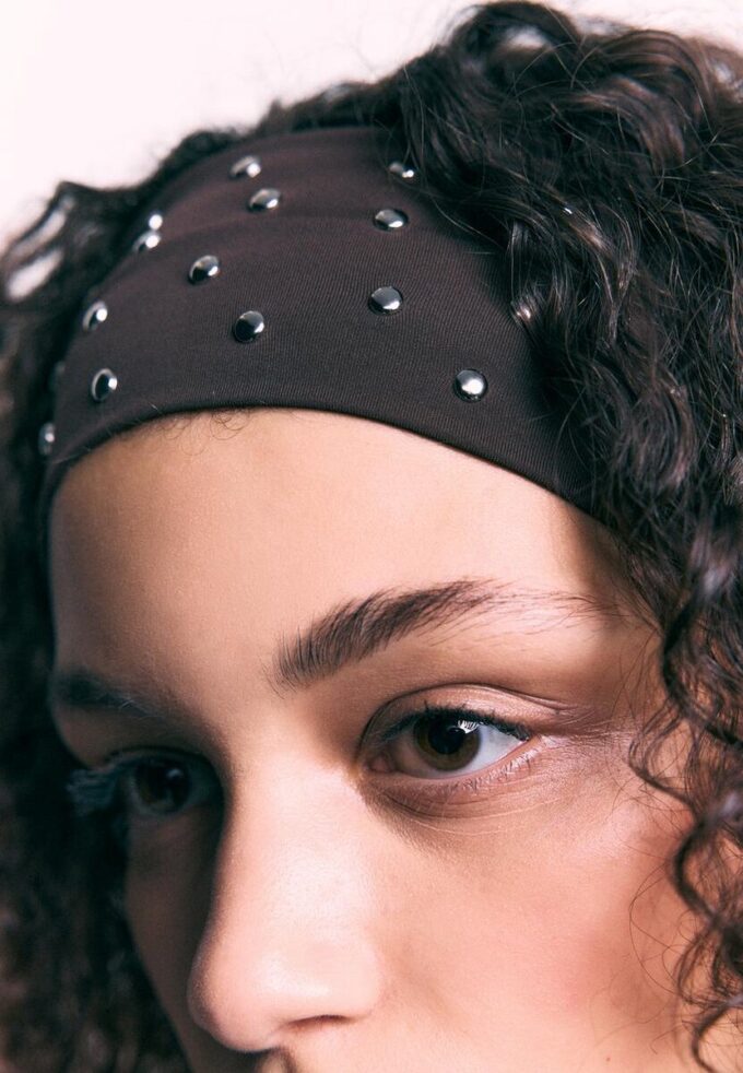 Set of 2 Fur Headbands with Studs