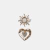 Set of 2 Sun and Heart Brooches