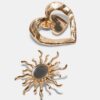 Set of 2 Sun and Heart Brooches