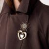 Set of 2 Sun and Heart Brooches