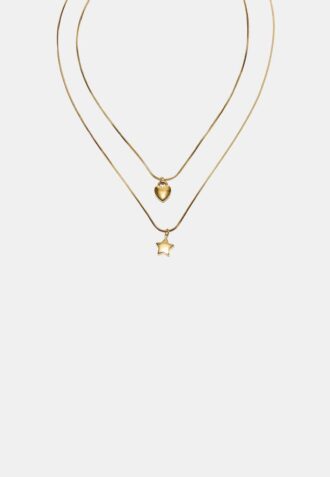 Set of 2 Waterproof Star & Heart Necklaces