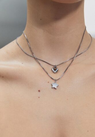 Set of 2 Waterproof Star & Heart Necklaces