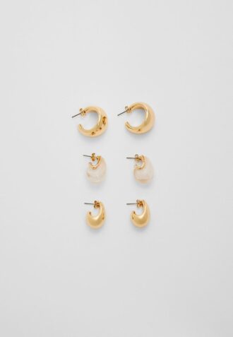 Set of 3 Pairs of Voluminous Mini Earrings
