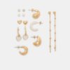 Set of 9 Heart and Hoop Earrings