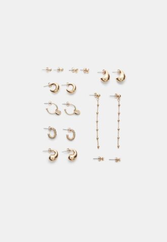 Set of 9 Heart and Hoop Earrings