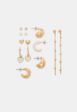 Set of 9 Heart and Hoop Earrings