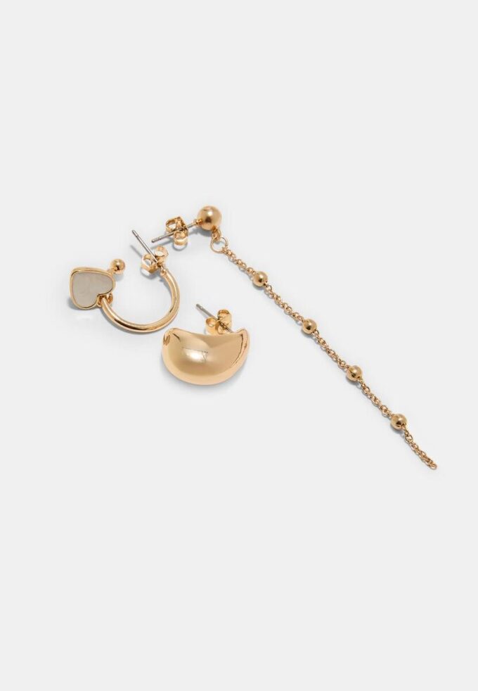 Set of 9 Heart and Hoop Earrings