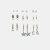 Set of 9 Rhinestone Starfish Earrings