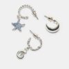 Set of 9 Rhinestone Starfish Earrings