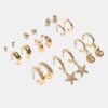 Set of 9 Rhinestone Starfish Earrings