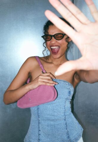 Shimmery Denim Bustier Top