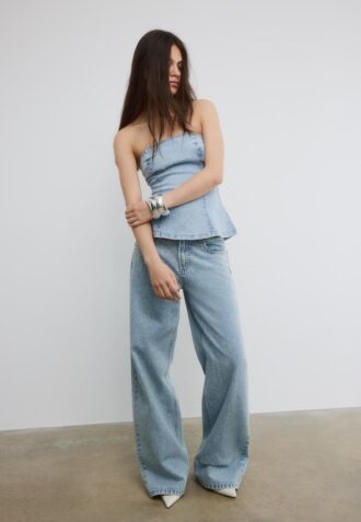 Shimmery Denim Bustier Top