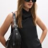 Shimmery Pleated Shoulder Bag