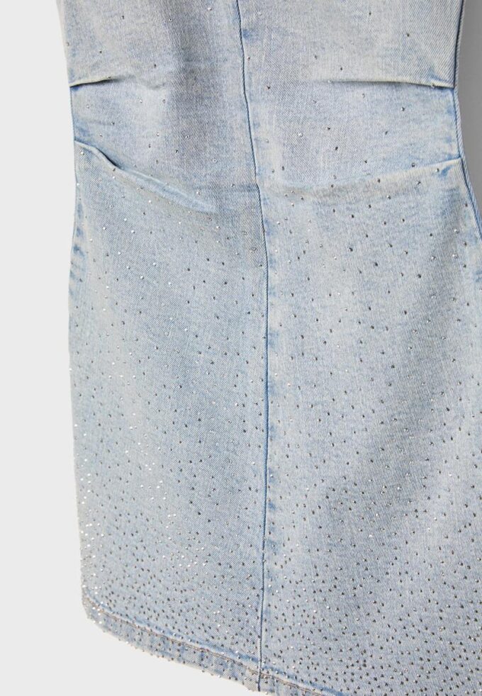 Short Denim Rhinestone Dress