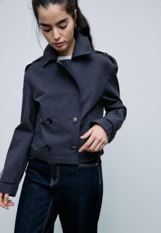 Short Double-Breasted Trench Coat
