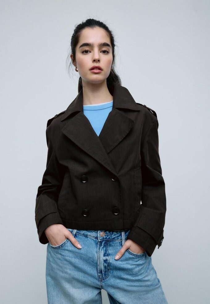 Short Double-Breasted Trench Coat